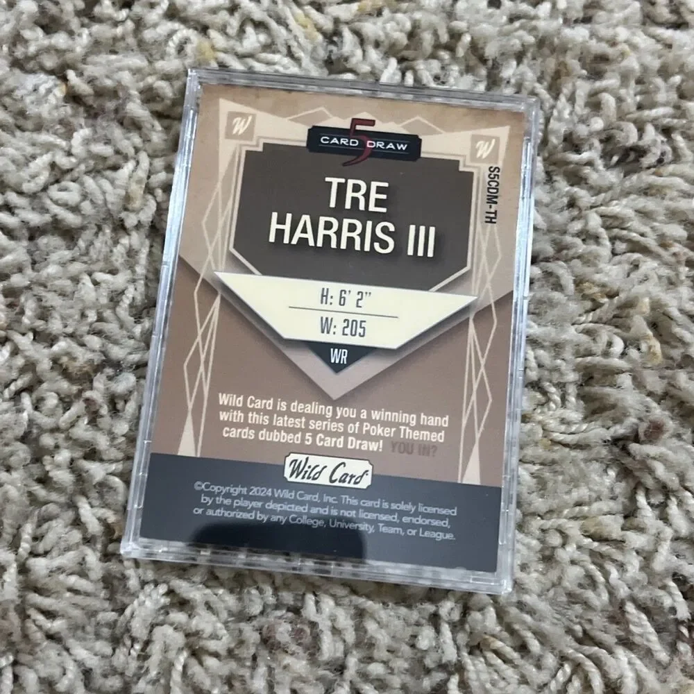 Tre Harris III 2024 Wild Card 5 Card Draw 1/4 Poker Chips PRC